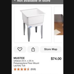 23x25 FIBER WHITE UTILITY SINK W LEGS NEW