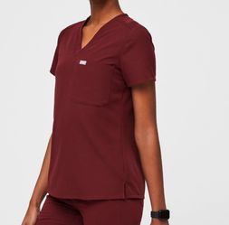 Figs - Burgundy One Pocket Scrub Top