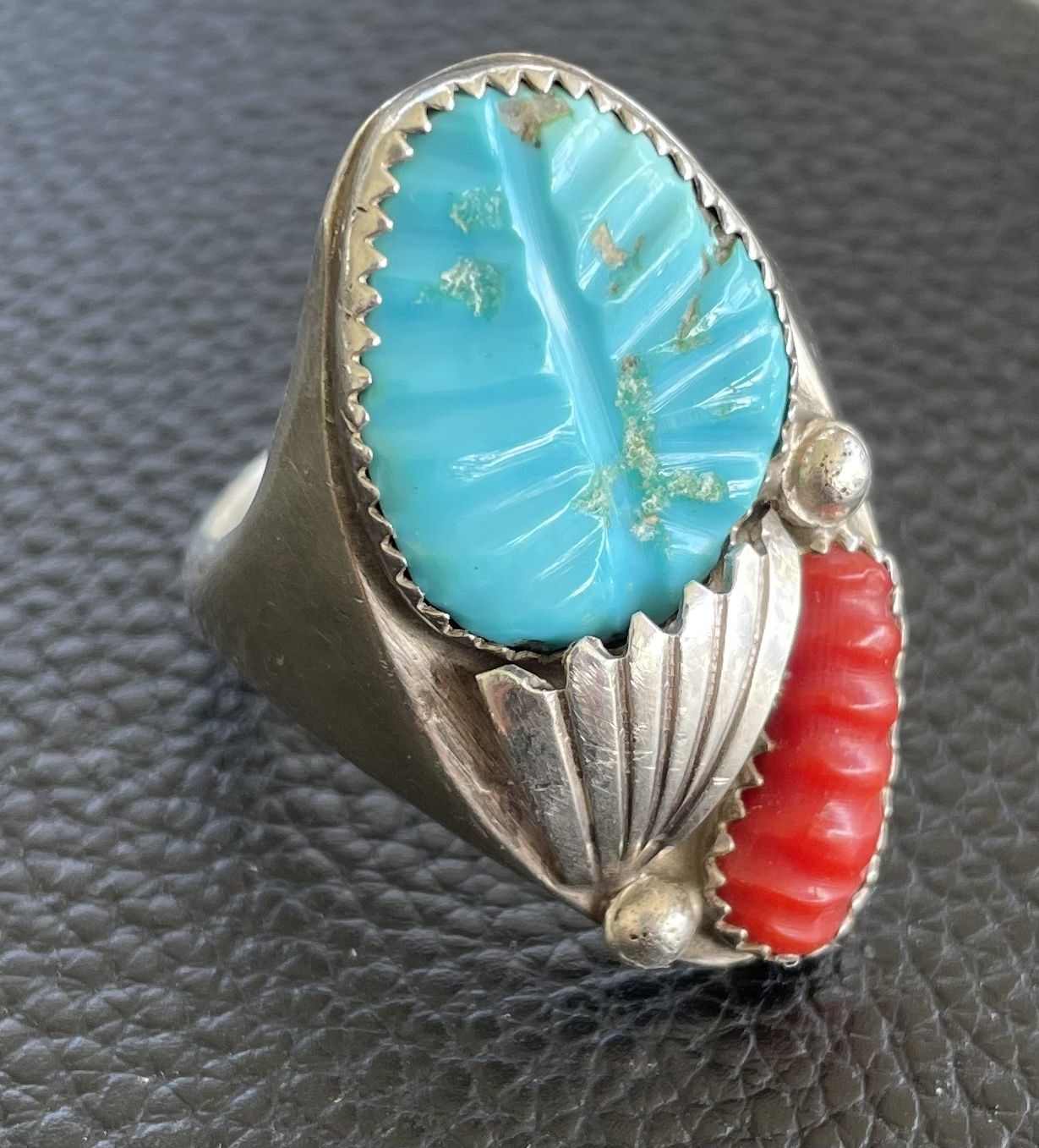 Silver~ Turquoise Coral Ring. SELLING AT COST