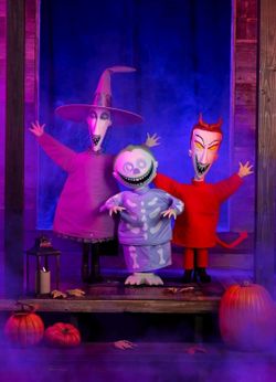NIGHTMARE BEFORE CHRISTMAS LOCK SHOCK AND BARREL 4 FEET TALL LIFE SIZE ANIMATRONIC DISPLAY NEW IN BOX--PRICE IS FIRM