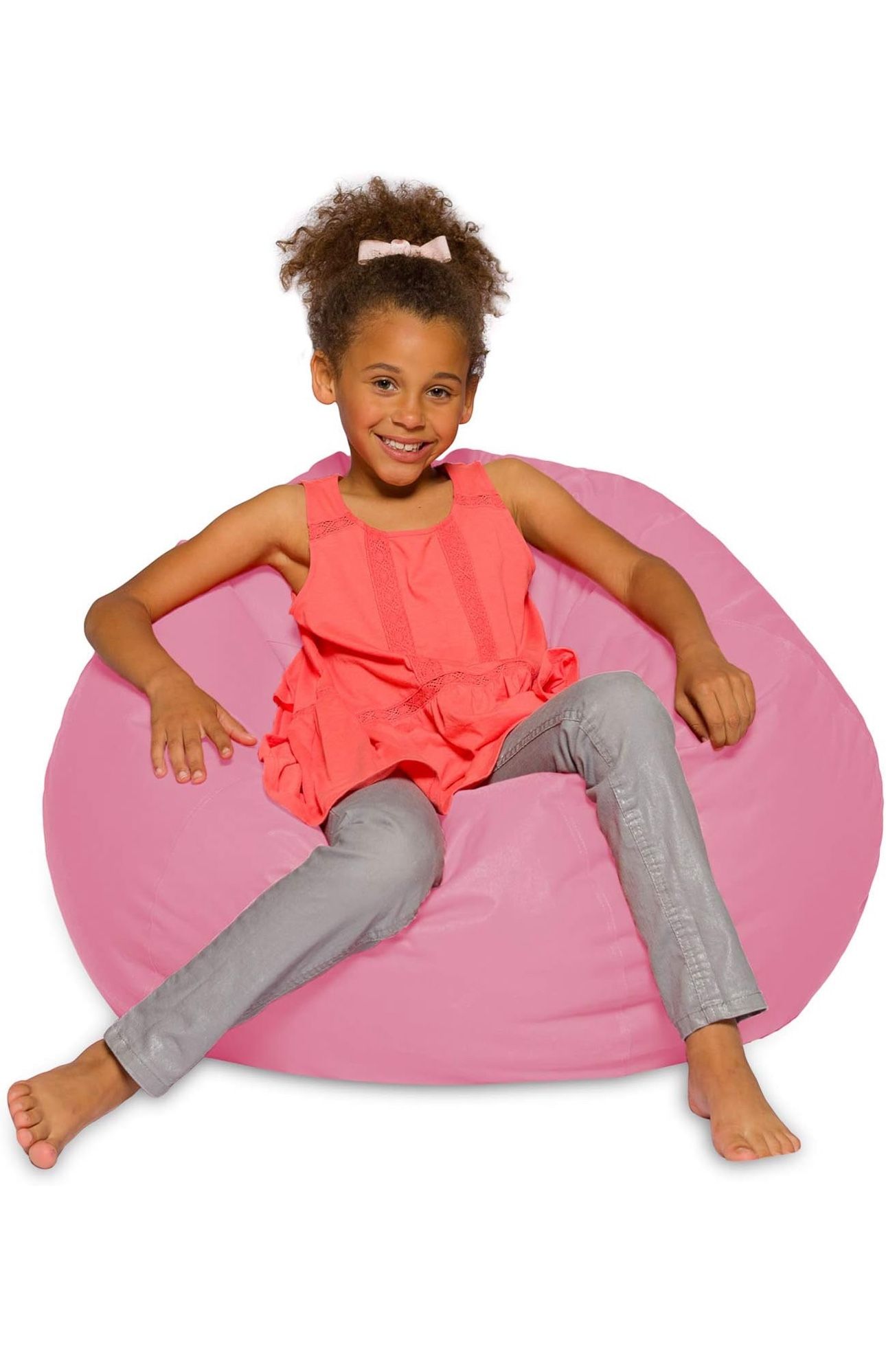 Posh Creations Bean Bag Chair for Kids, Teens, and Adults Includes Removable and Machine Washable Cover, Solid Pink, 38in