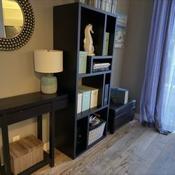 Shelving Unit / bookcase + Console + Storage Ottoman 