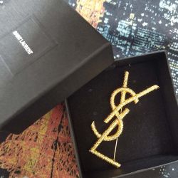 Saint Laurent Logo Letter Brooch 