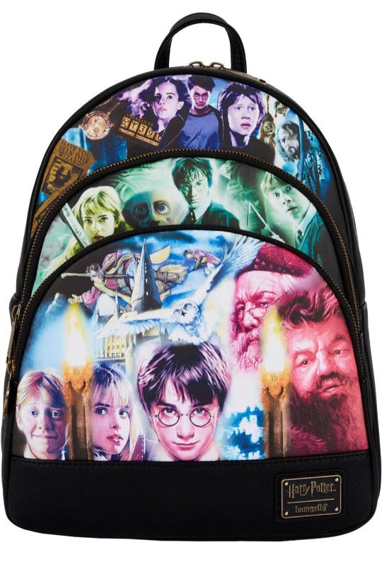 Brand New! Loungefly Harry Potter Trilogy Triple Pocket Mini Backpack 🤍