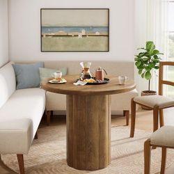 Rustic wood round table