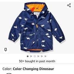 Carter's Raincoat Toddler 2T Dinosaur Color Changing When Wet