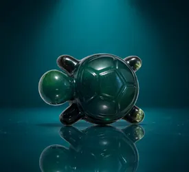 Handmade Resin Turtle — Dark Green, Glow in the Dark, 1.75 in