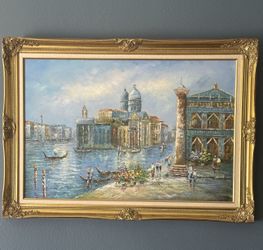 Framed Oil Painting. Venice Italy