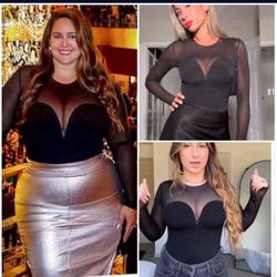 Shapewear Illusion Mesh Long Sleeve Tummy Control Bodysuit