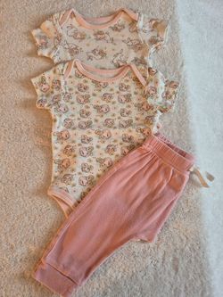 Baby Girl Bodysuit and Pants Set, 3-6  mo