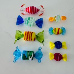 8 pieces vintage handblown glass murano style wrapped candies decor