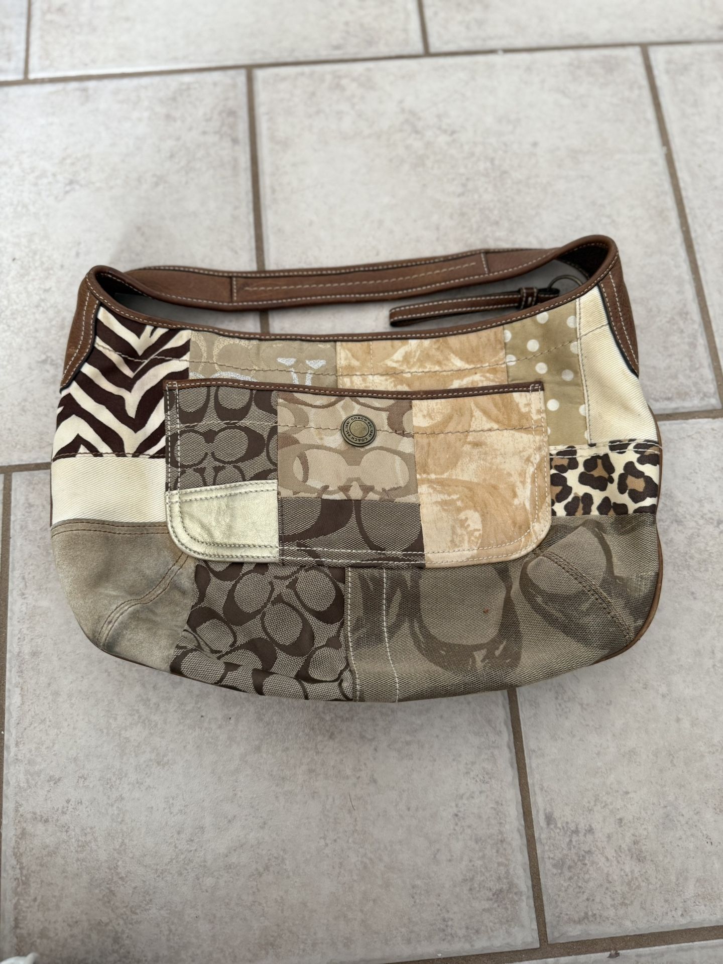 Coach Ergo Khaki Gold Brown Patchwork