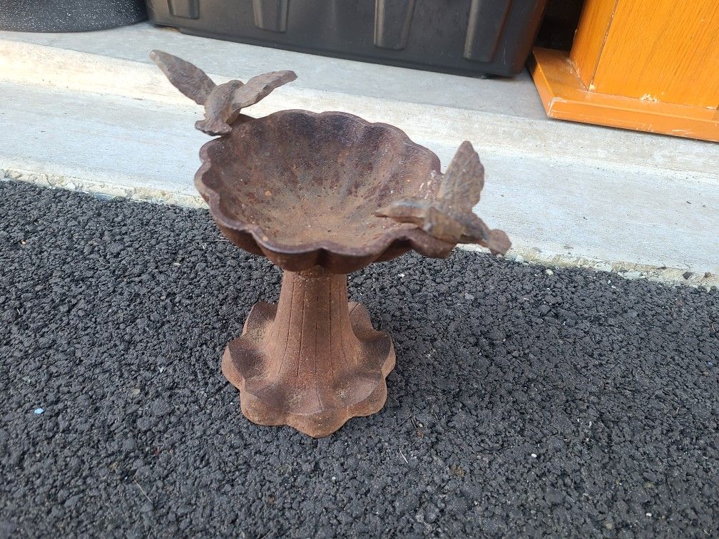 Vintage Mini Cast Iron Bird Bath