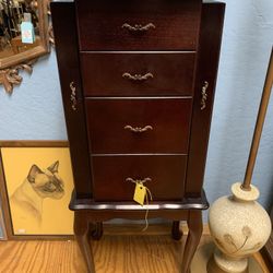 Queen Anne Style Jewelry Chest Cabinet 