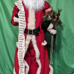 Vintage Life Size 5 Ft Traditional Santa Claus Figure w/ Good Boys & Girls List