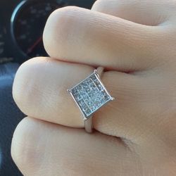 Natural diamond Ring Size 5 White Gold 18k