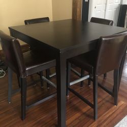 Tall Dining Table With 4 Leather Seats