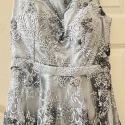 Silver Glitter Long Dress