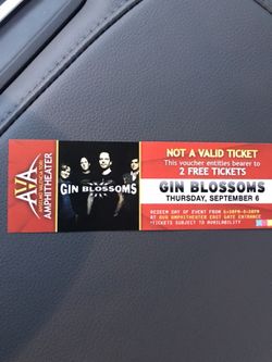 Gin Blossoms Sep 6 Ava 2 ticket voucher