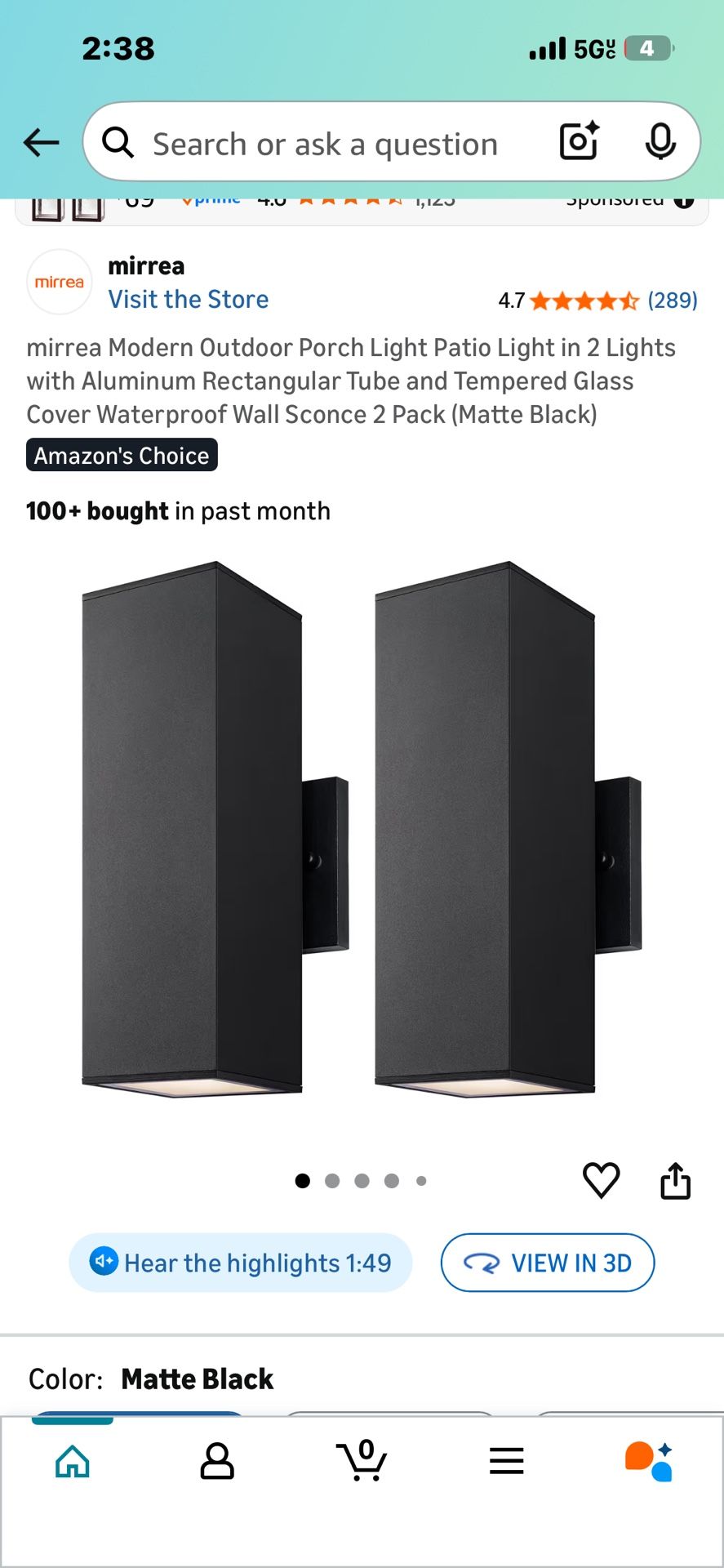 Exterior Lights 2 Pack Black 