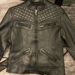 Black Motorcycle Style Leather Jacket 