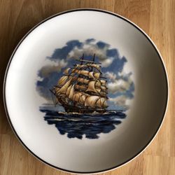 Sailing schooner ship plate