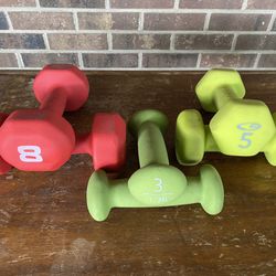 light / yoga type weights 3, 5 & 8 lb neoprene dumbbell sets