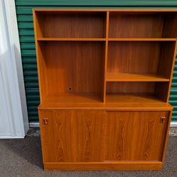Vintage Modern Teak 2-Piece Bookcase Media Cabinet
