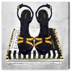 New! Oliver Gal "Fashion Shoes and Glam Books" Canvas Art, 50"x50"