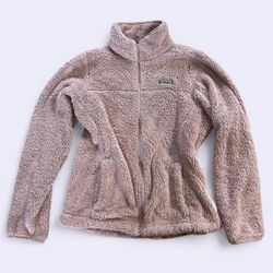 Columbia pink plush jacket with pockets