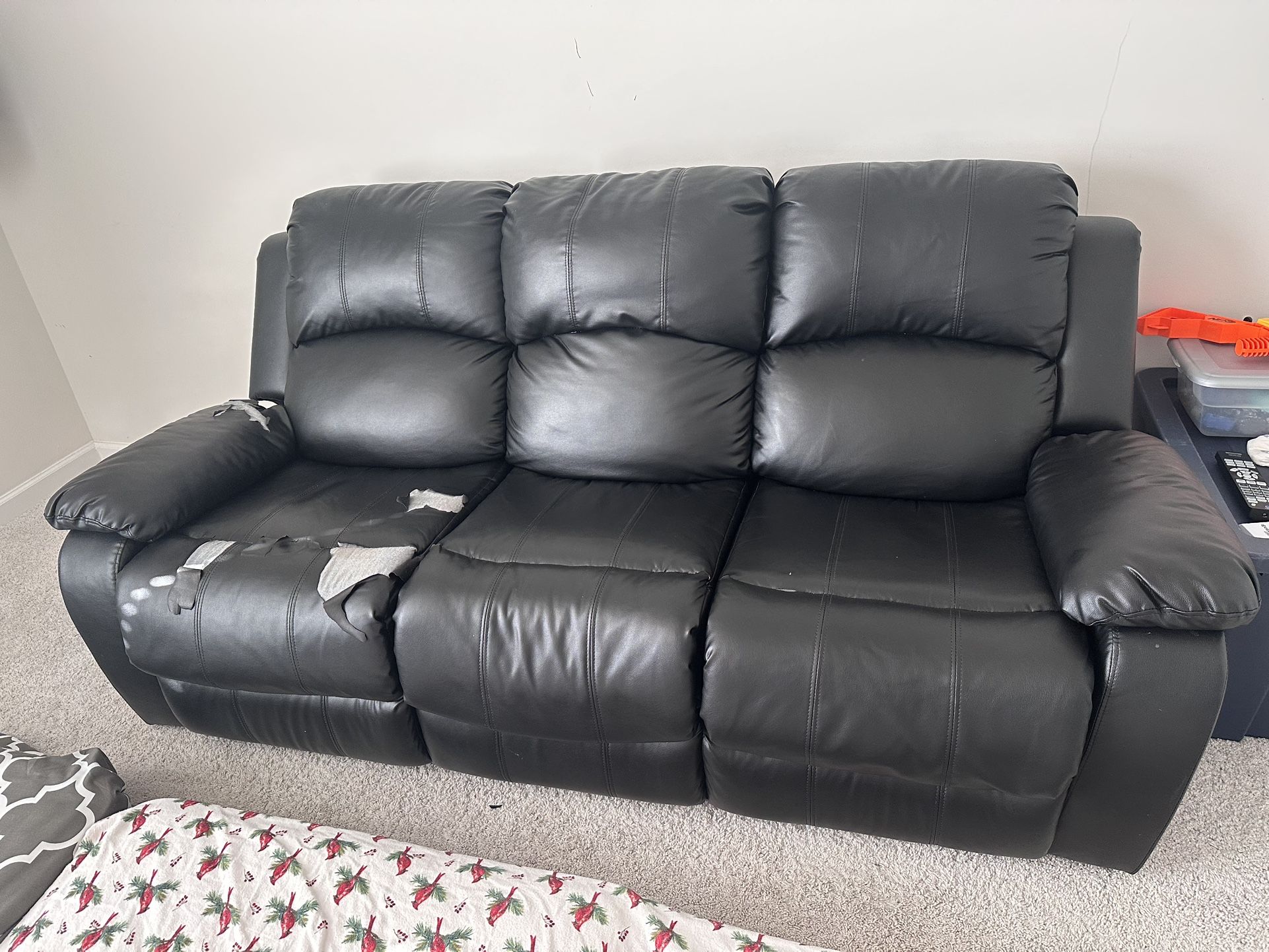 FREE Manual Reclining Sofa Faux Leather