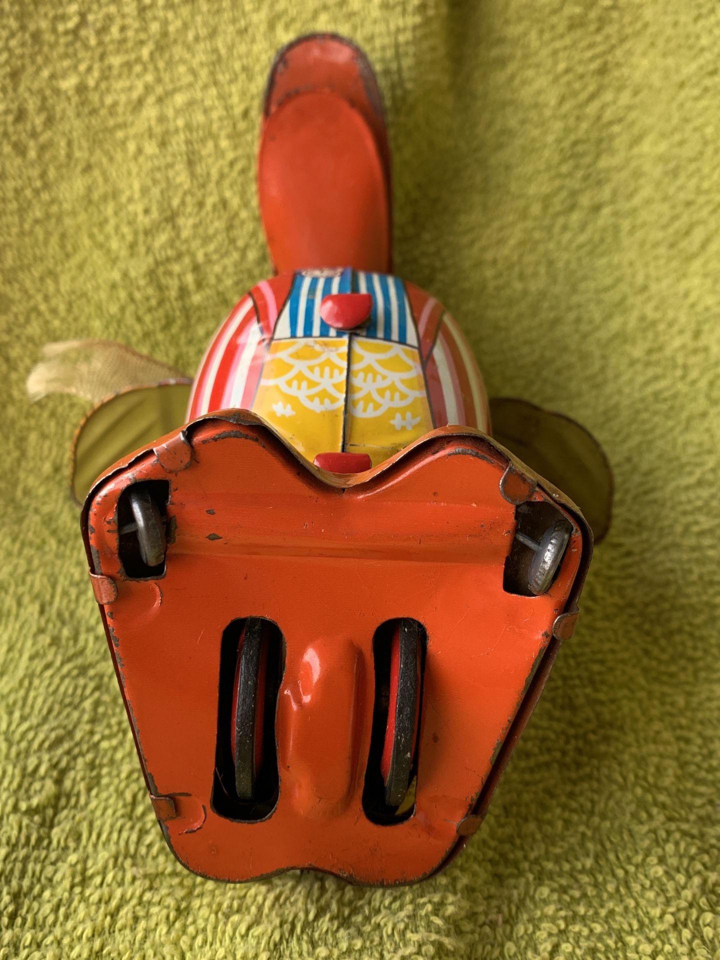 Rare 1940s Daito Tin Litho Friction Toy Duck Japan Nice Bright Colors