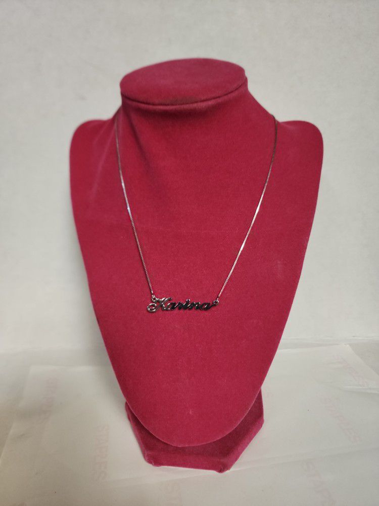 KARINA NAME PLATE STERLING SILVER NECKLACE 