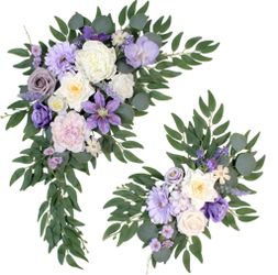 BMQDSM Artificial Wedding Arch Flowers Kit(Pack Of 2) For Wedding Decor Ceremony And Reception Backdrop Decoration (Purple)