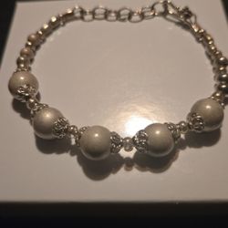 Sterling Silver Frosted Ball Bracelet 