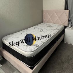 Twin Size Bed Frame With Pillow Top Mattress Included 