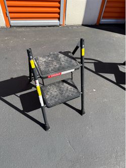 Black 2-Step Folding Step Stool Ladder with Handle
