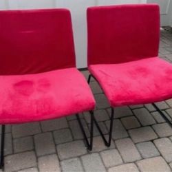 Set of 2 Oversized Red Velvet Accent Chairs- $50 For Both