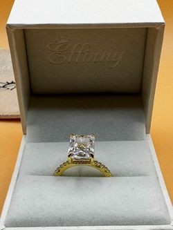 Effinny 4.0 Carat 14K Yellow Gold Plated Elongated Radiant Cut Ring Size 9
