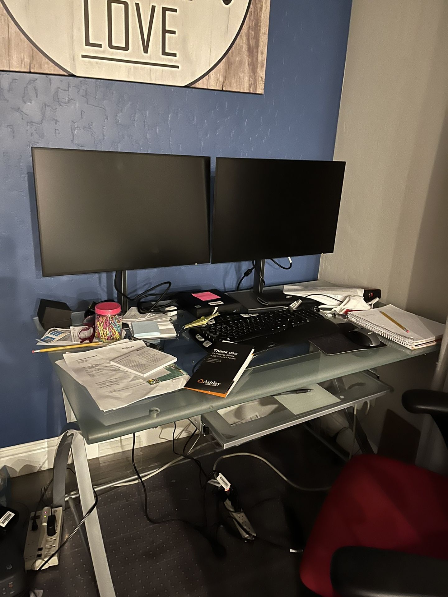 Glass Top Desk And Chair!!