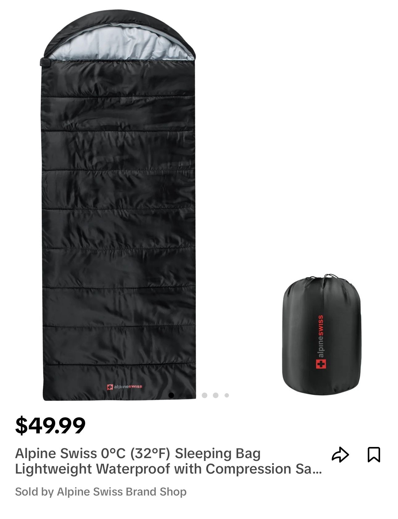 Brand New Alpine Swiss Sleeping Bag - Black