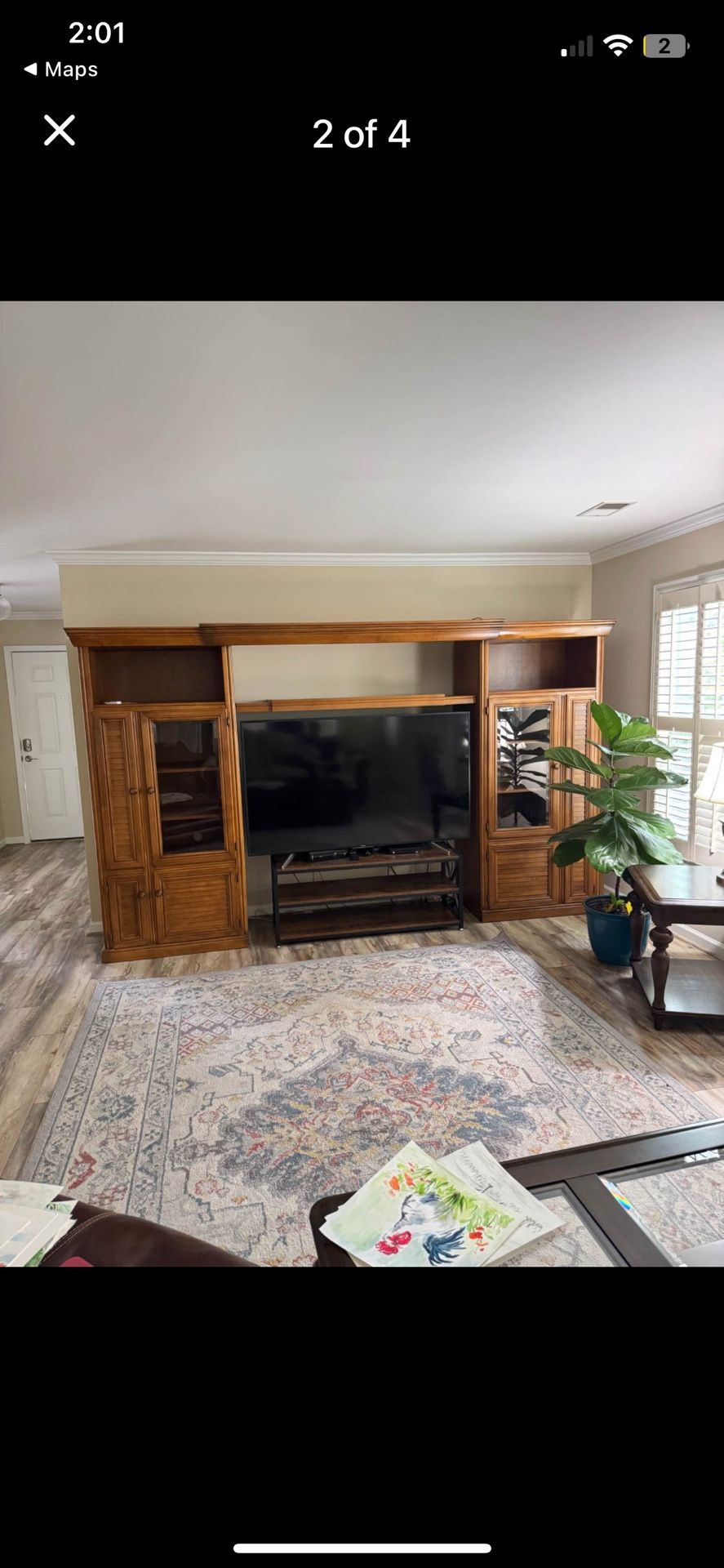 Solid Wood Living Room Entertainment Center 