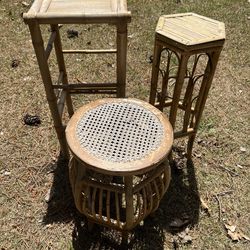 Wicker plant stand tables