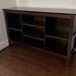 32” Carson Horizontal Bookcase, Console Cabinet, Buffet Table, 7 Shelves, Espresso Finish