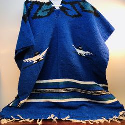 Traditional Mexican Poncho ONE SIZE Blanket Serape Gaban Eagle Bird design