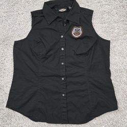 Harley Davidson Shirt Womens Large Black 105 Years Anniversary Button Up Biker
