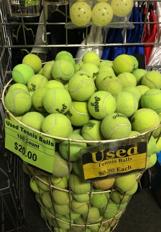 Used tennis balls. $0.30 each or $20.00 for 100 tennis balls