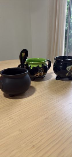 Witch Cauldron Mugs and Bowl Set
