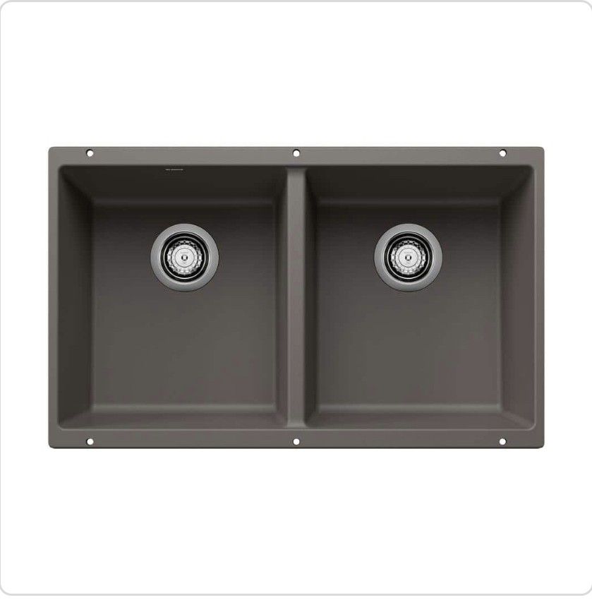 Blanco Gray Granite Composite 29.75 in. Double Bowl 50/50 Undermount Kitchen Sink