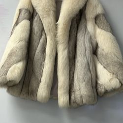 Blue And White Fox Fur Coat